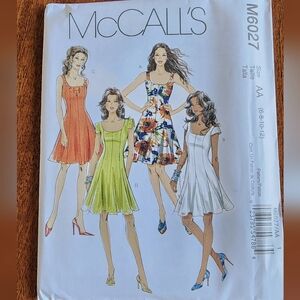 McCall's sewing pattern dress #M6027, sz: 6-12, NEW!